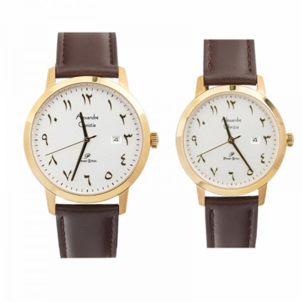 Alexandre Christie AC 1024 Gold White Leather Couple